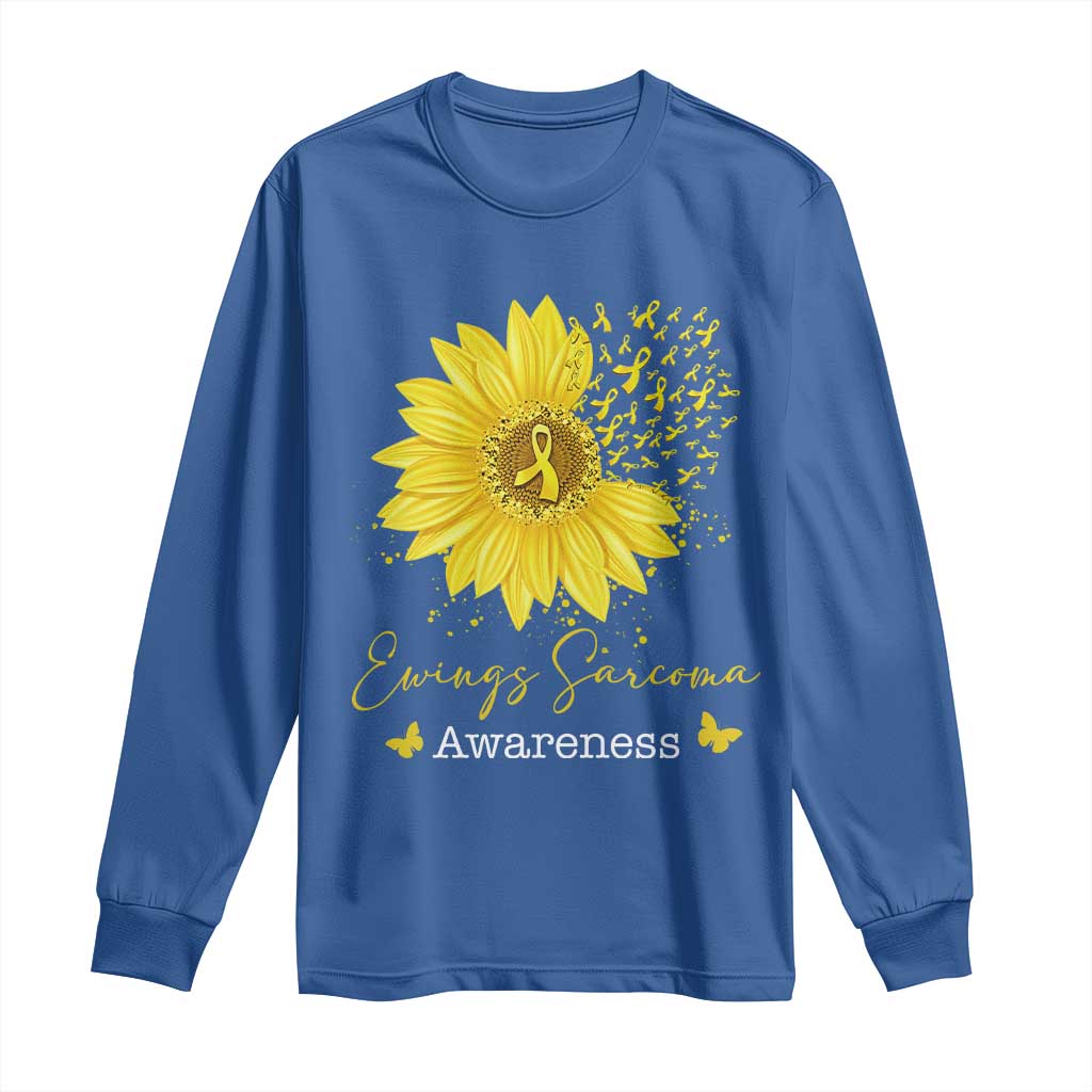 Ewings Sarcoma Awareness Long Sleeve Shirt Yellow Flower Petal Ribbons Sunflower