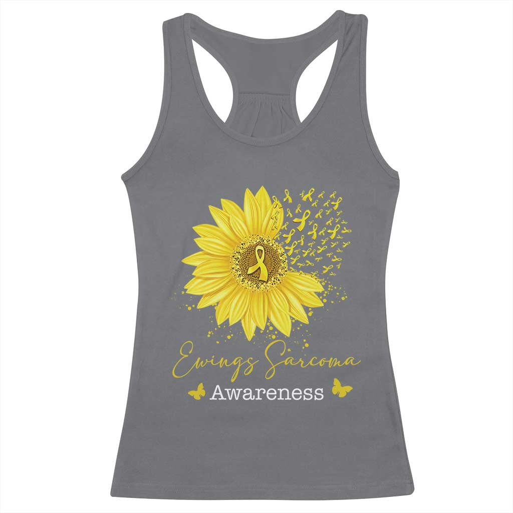 Ewings Sarcoma Awareness Racerback Tank Top Yellow Flower Petal Ribbons Sunflower