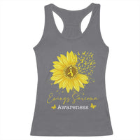 Ewings Sarcoma Awareness Racerback Tank Top Yellow Flower Petal Ribbons Sunflower