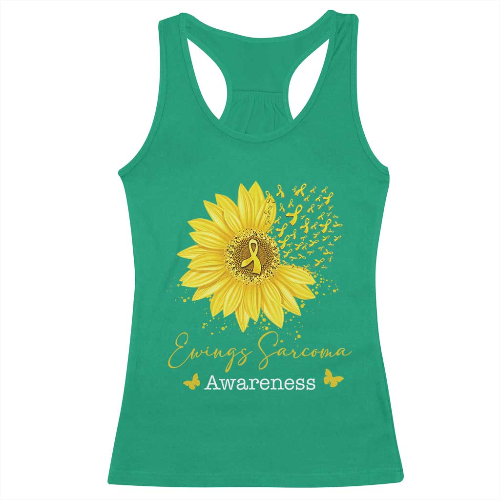 Ewings Sarcoma Awareness Racerback Tank Top Yellow Flower Petal Ribbons Sunflower