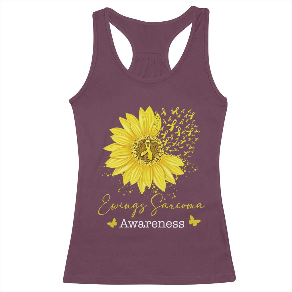 Ewings Sarcoma Awareness Racerback Tank Top Yellow Flower Petal Ribbons Sunflower