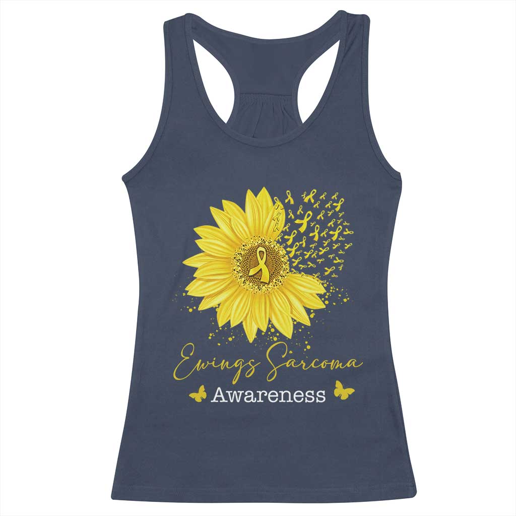 Ewings Sarcoma Awareness Racerback Tank Top Yellow Flower Petal Ribbons Sunflower