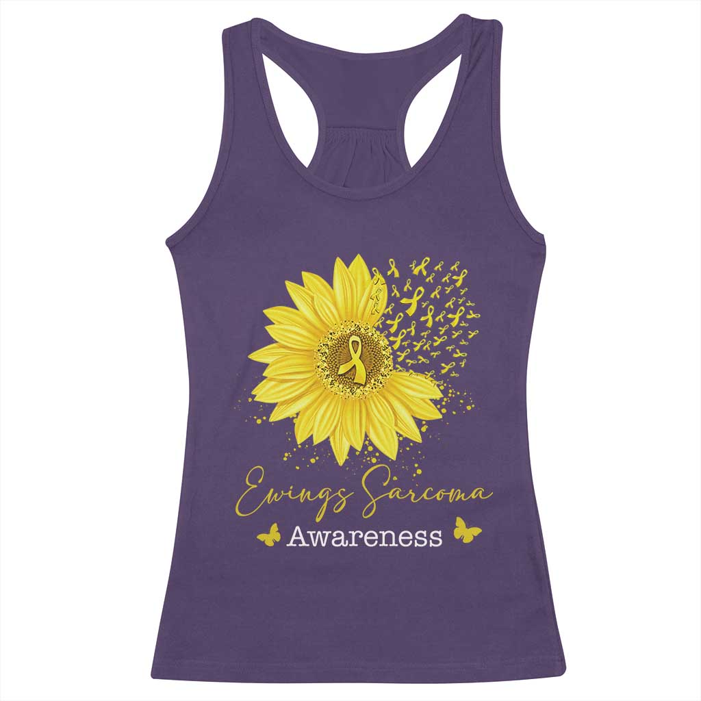 Ewings Sarcoma Awareness Racerback Tank Top Yellow Flower Petal Ribbons Sunflower