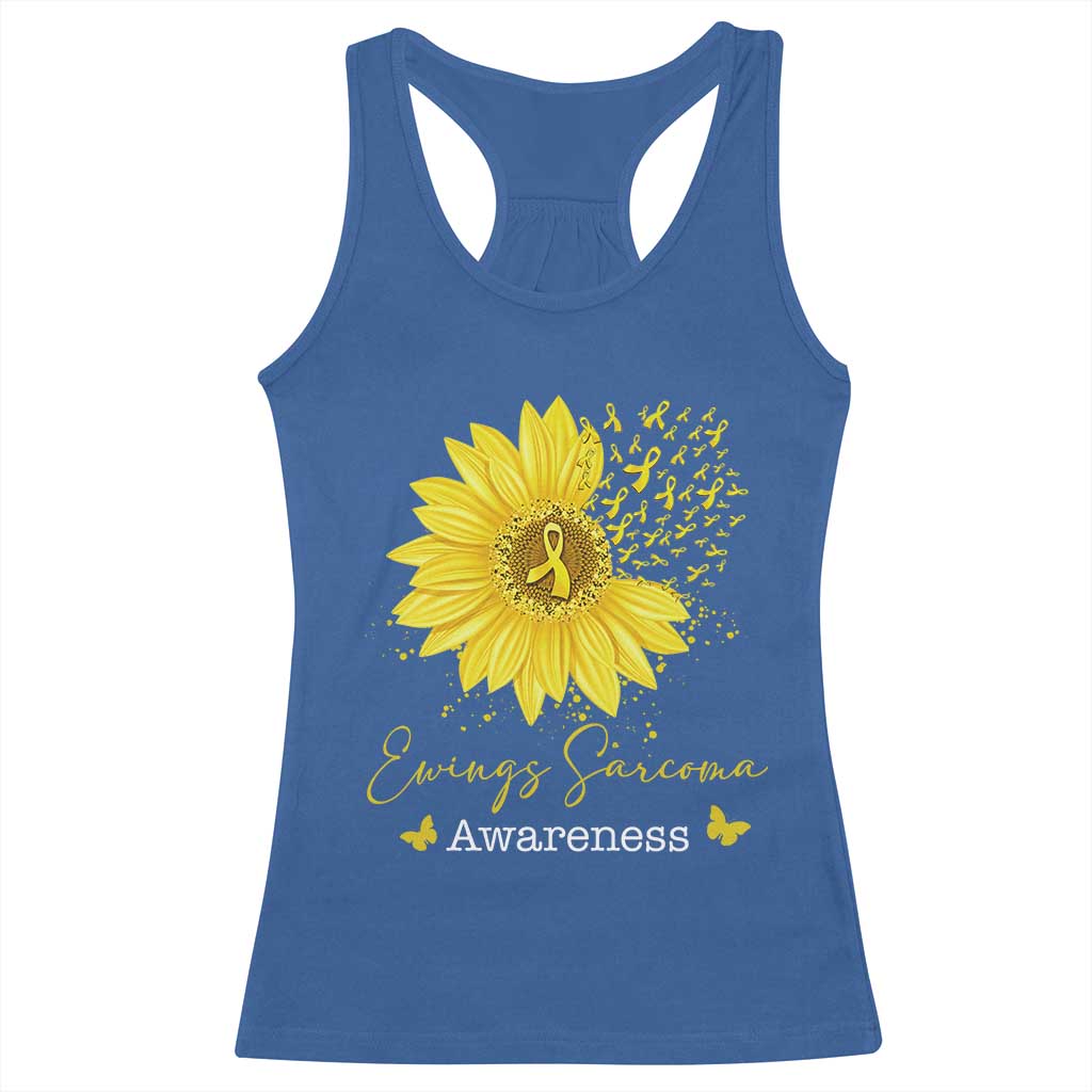 Ewings Sarcoma Awareness Racerback Tank Top Yellow Flower Petal Ribbons Sunflower