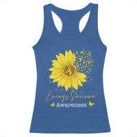 Ewings Sarcoma Awareness Racerback Tank Top Yellow Flower Petal Ribbons Sunflower