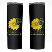 Ewings Sarcoma Awareness Skinny Tumbler Yellow Flower Petal Ribbons Sunflower