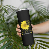 Ewings Sarcoma Awareness Skinny Tumbler Yellow Flower Petal Ribbons Sunflower