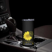 Ewings Sarcoma Awareness Skinny Tumbler Yellow Flower Petal Ribbons Sunflower