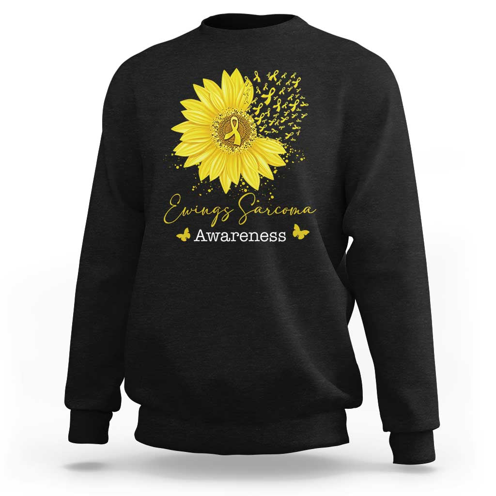 Ewings Sarcoma Awareness Sweatshirt Yellow Flower Petal Ribbons Sunflower