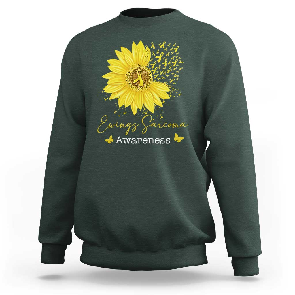 Ewings Sarcoma Awareness Sweatshirt Yellow Flower Petal Ribbons Sunflower