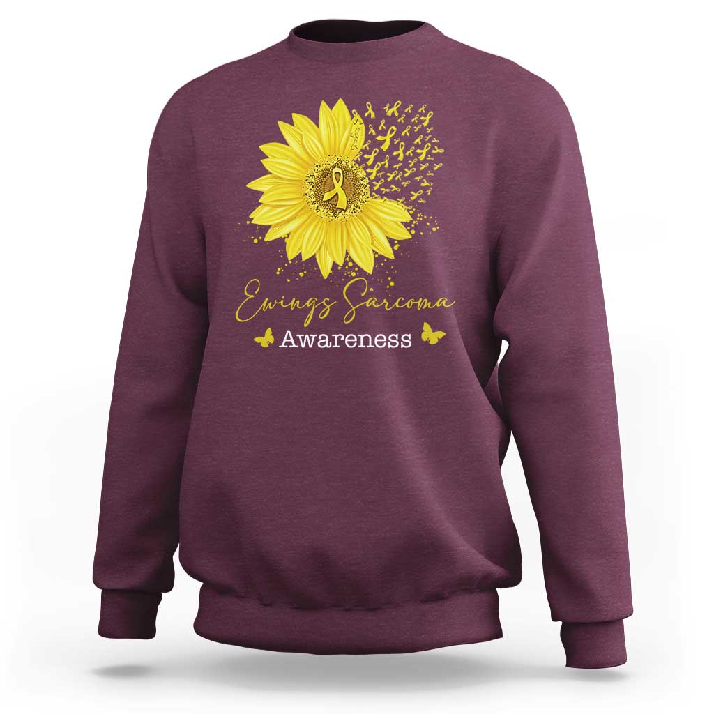Ewings Sarcoma Awareness Sweatshirt Yellow Flower Petal Ribbons Sunflower