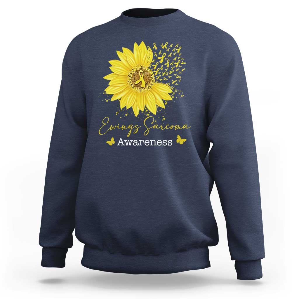 Ewings Sarcoma Awareness Sweatshirt Yellow Flower Petal Ribbons Sunflower
