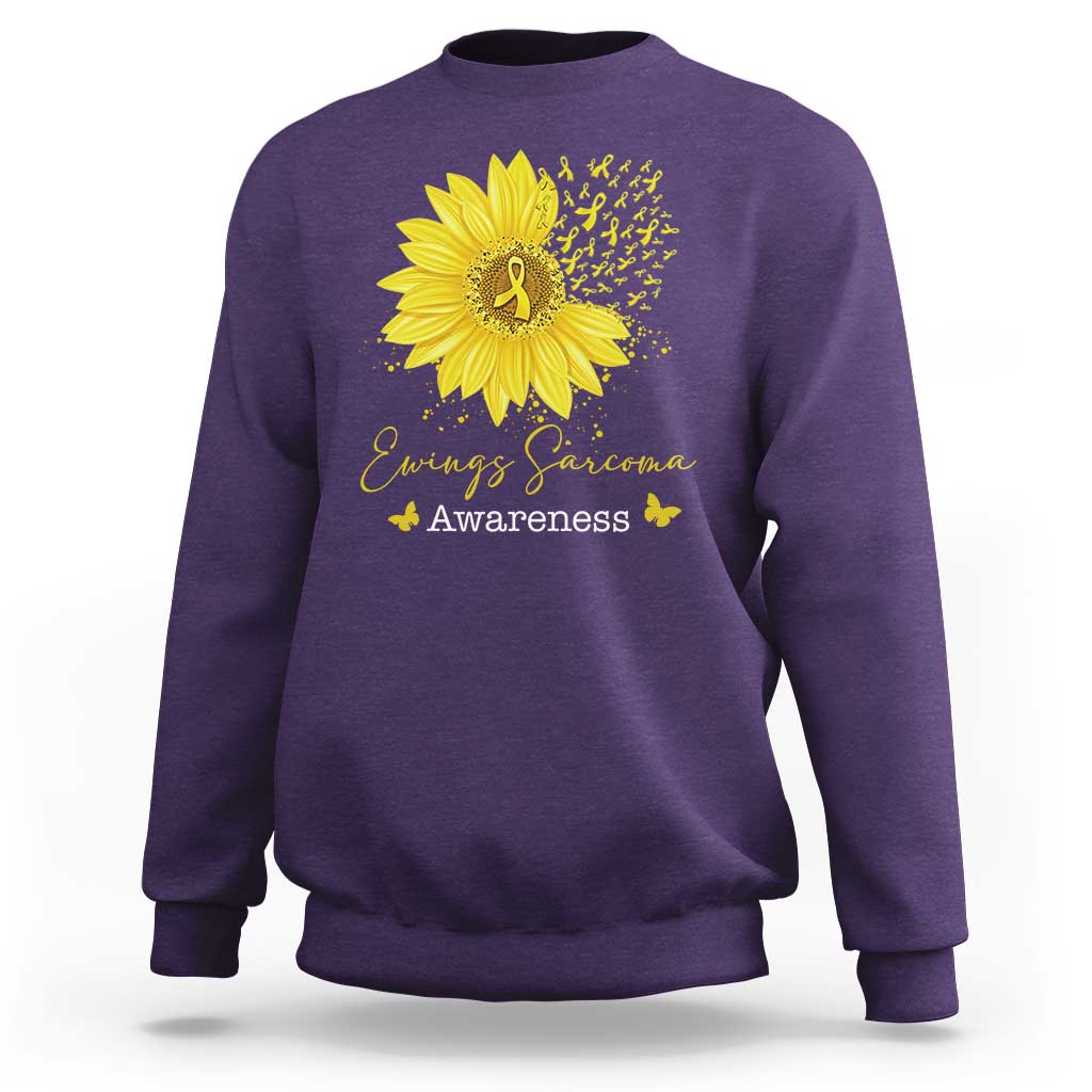 Ewings Sarcoma Awareness Sweatshirt Yellow Flower Petal Ribbons Sunflower