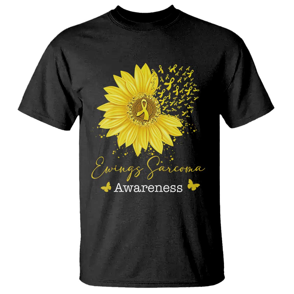 Ewings Sarcoma Awareness T Shirt Yellow Flower Petal Ribbons Sunflower