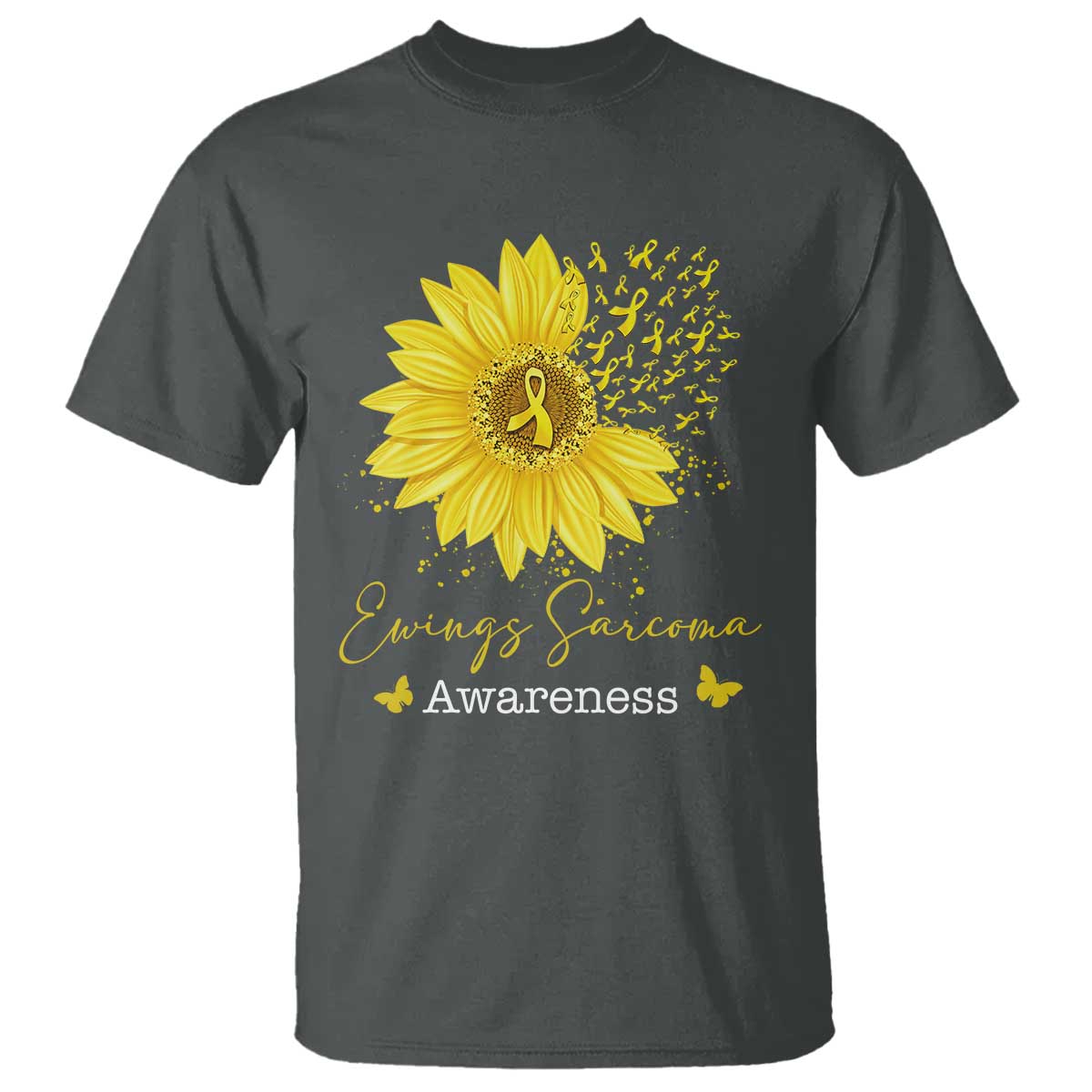 Ewings Sarcoma Awareness T Shirt Yellow Flower Petal Ribbons Sunflower