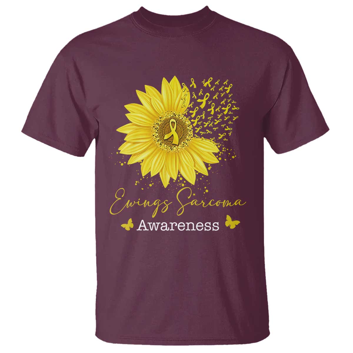Ewings Sarcoma Awareness T Shirt Yellow Flower Petal Ribbons Sunflower