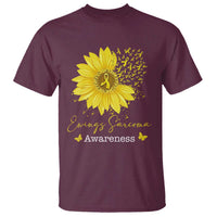 Ewings Sarcoma Awareness T Shirt Yellow Flower Petal Ribbons Sunflower