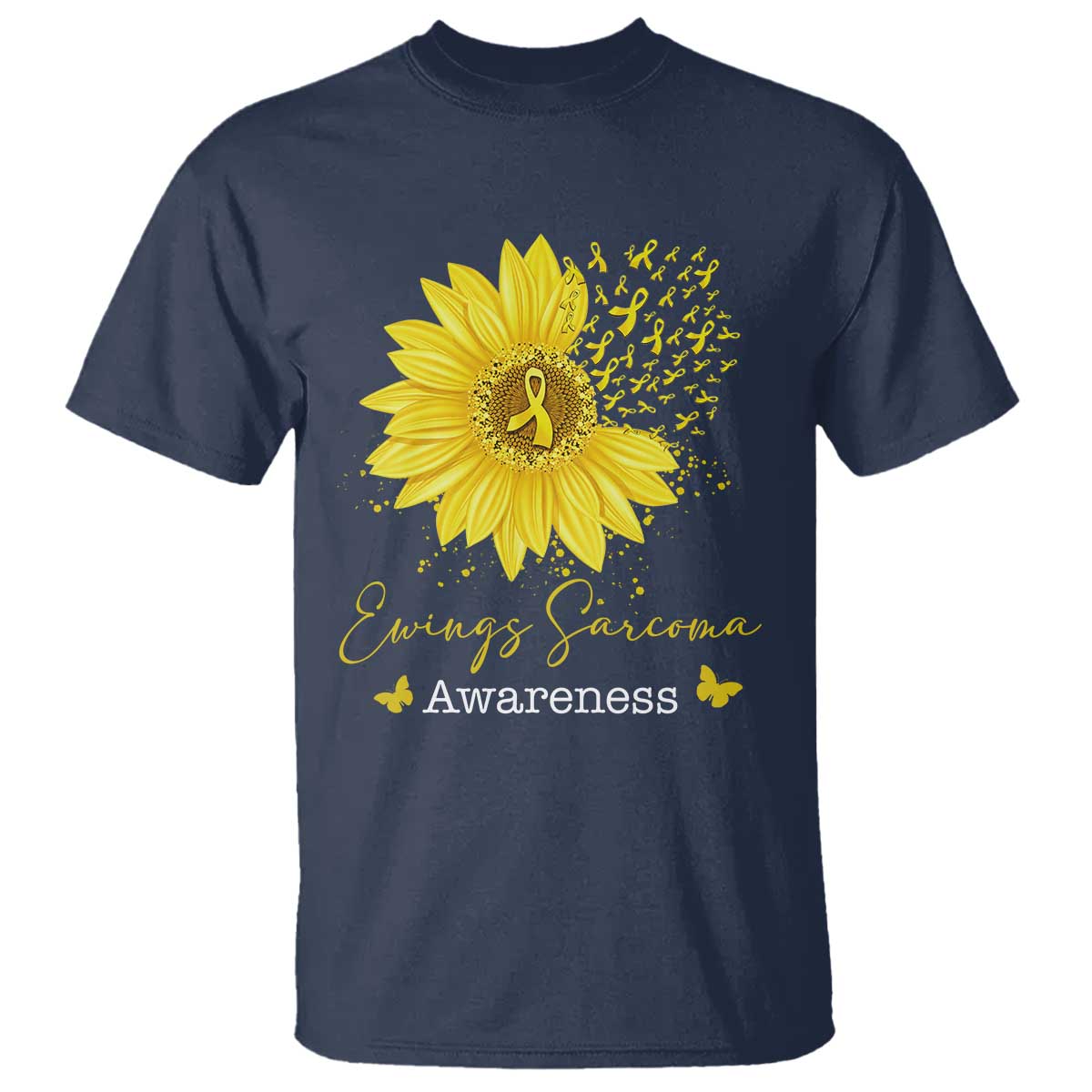Ewings Sarcoma Awareness T Shirt Yellow Flower Petal Ribbons Sunflower