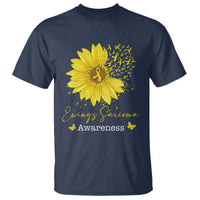 Ewings Sarcoma Awareness T Shirt Yellow Flower Petal Ribbons Sunflower