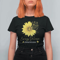 Ewings Sarcoma Awareness T Shirt For Women Yellow Flower Petal Ribbons Sunflower
