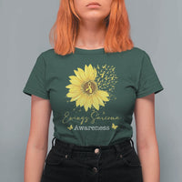 Ewings Sarcoma Awareness T Shirt For Women Yellow Flower Petal Ribbons Sunflower