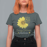 Ewings Sarcoma Awareness T Shirt For Women Yellow Flower Petal Ribbons Sunflower
