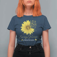 Ewings Sarcoma Awareness T Shirt For Women Yellow Flower Petal Ribbons Sunflower