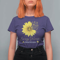 Ewings Sarcoma Awareness T Shirt For Women Yellow Flower Petal Ribbons Sunflower