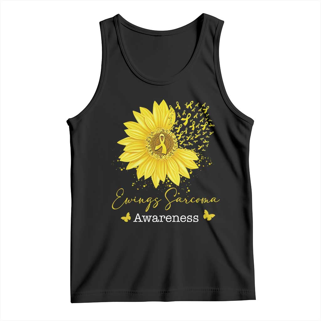 Ewings Sarcoma Awareness Tank Top Yellow Flower Petal Ribbons Sunflower