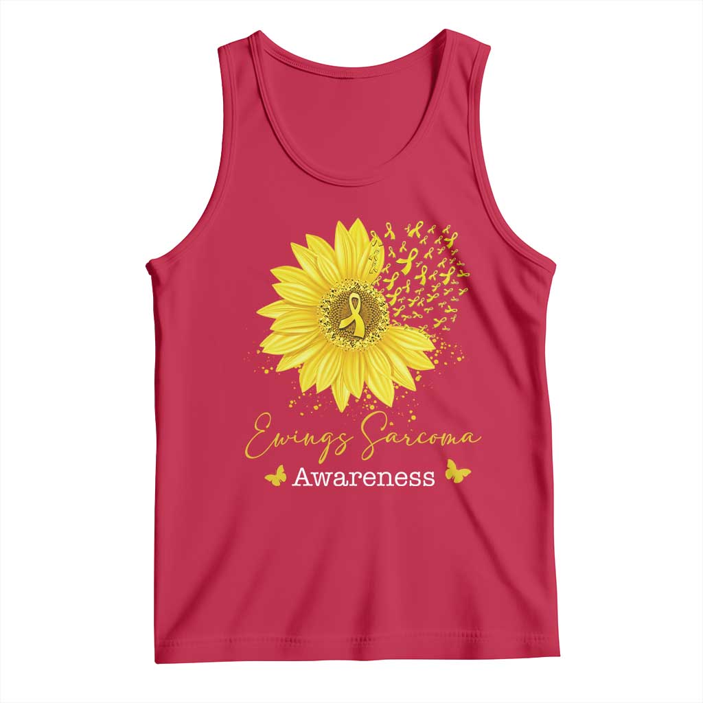 Ewings Sarcoma Awareness Tank Top Yellow Flower Petal Ribbons Sunflower