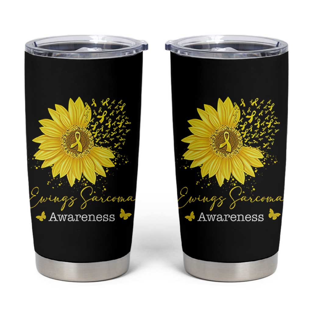 Ewings Sarcoma Awareness Tumbler Cup Yellow Flower Petal Ribbons Sunflower