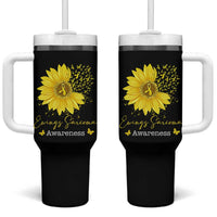 Ewings Sarcoma Awareness Tumbler With Handle Yellow Flower Petal Ribbons Sunflower