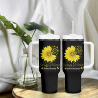 Ewings Sarcoma Awareness Tumbler With Handle Yellow Flower Petal Ribbons Sunflower