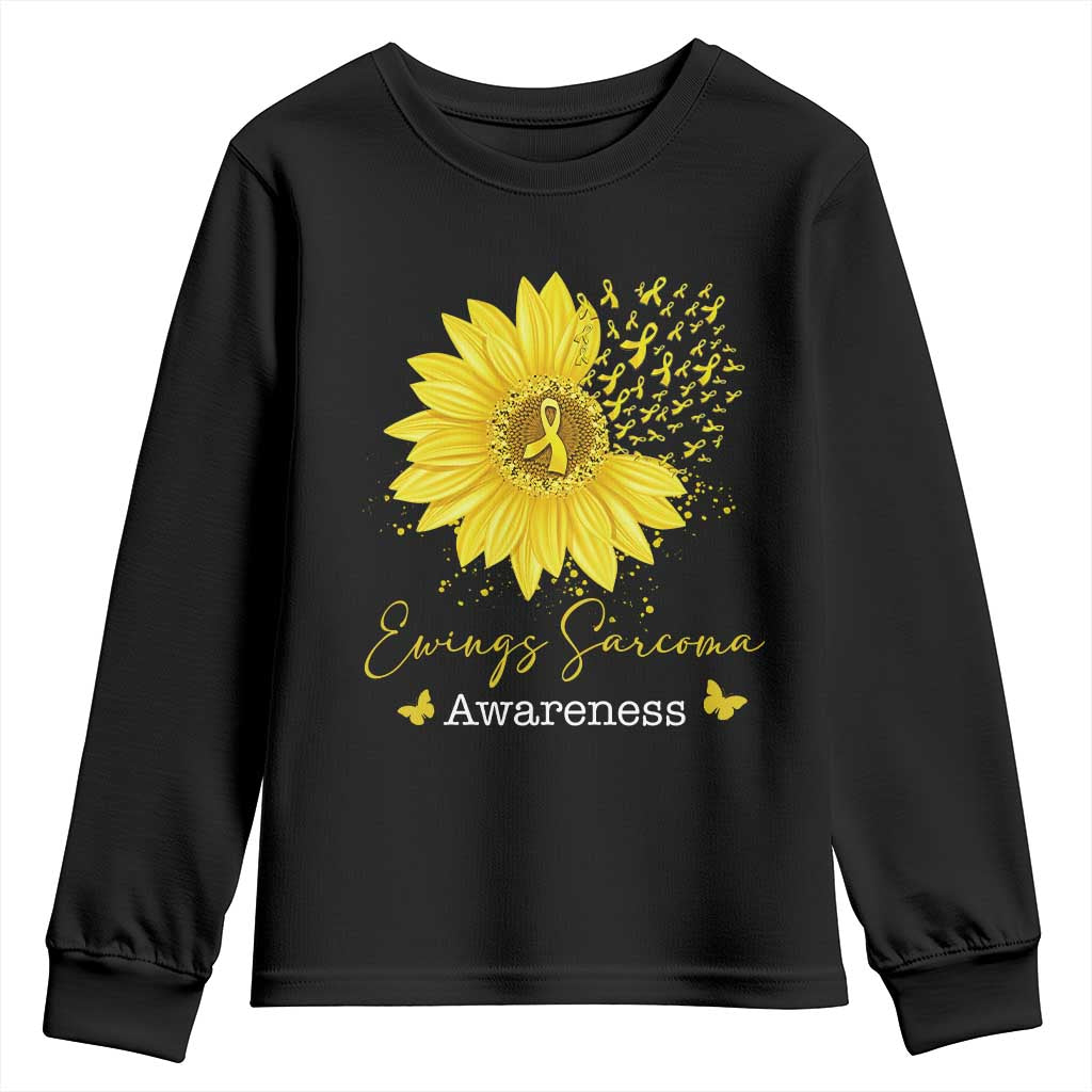 Ewings Sarcoma Awareness Youth Sweatshirt Yellow Flower Petal Ribbons Sunflower