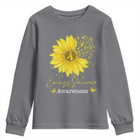 Ewings Sarcoma Awareness Youth Sweatshirt Yellow Flower Petal Ribbons Sunflower
