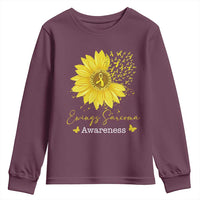 Ewings Sarcoma Awareness Youth Sweatshirt Yellow Flower Petal Ribbons Sunflower