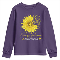 Ewings Sarcoma Awareness Youth Sweatshirt Yellow Flower Petal Ribbons Sunflower