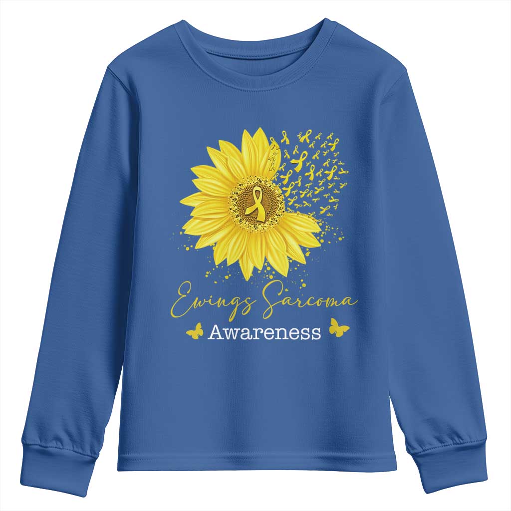 Ewings Sarcoma Awareness Youth Sweatshirt Yellow Flower Petal Ribbons Sunflower
