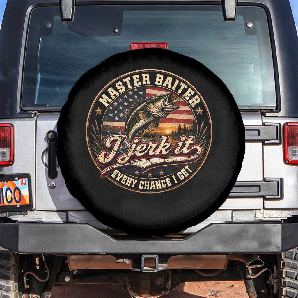 Master Baiter Fishing Lover Spare Tire Cover I Jerk It Every Chance I Get Funny Bass Fishing