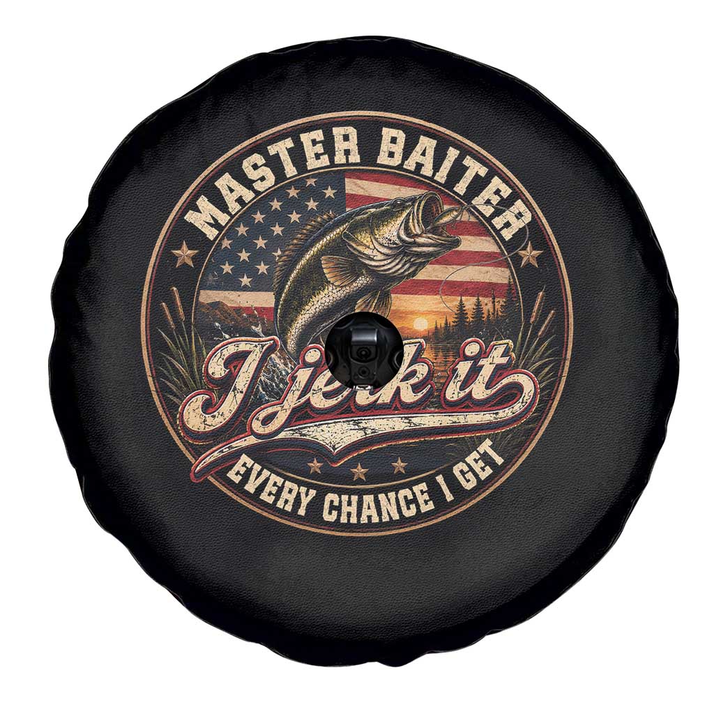 Master Baiter Fishing Lover Spare Tire Cover I Jerk It Every Chance I Get Funny Bass Fishing