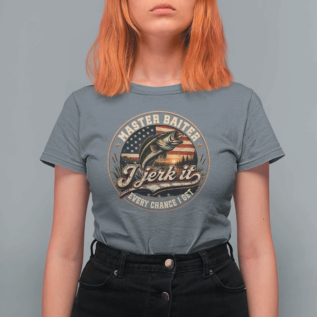 Master Baiter Fishing Lover T Shirt For Women I Jerk It Every Chance I Get Funny Bass Fishing