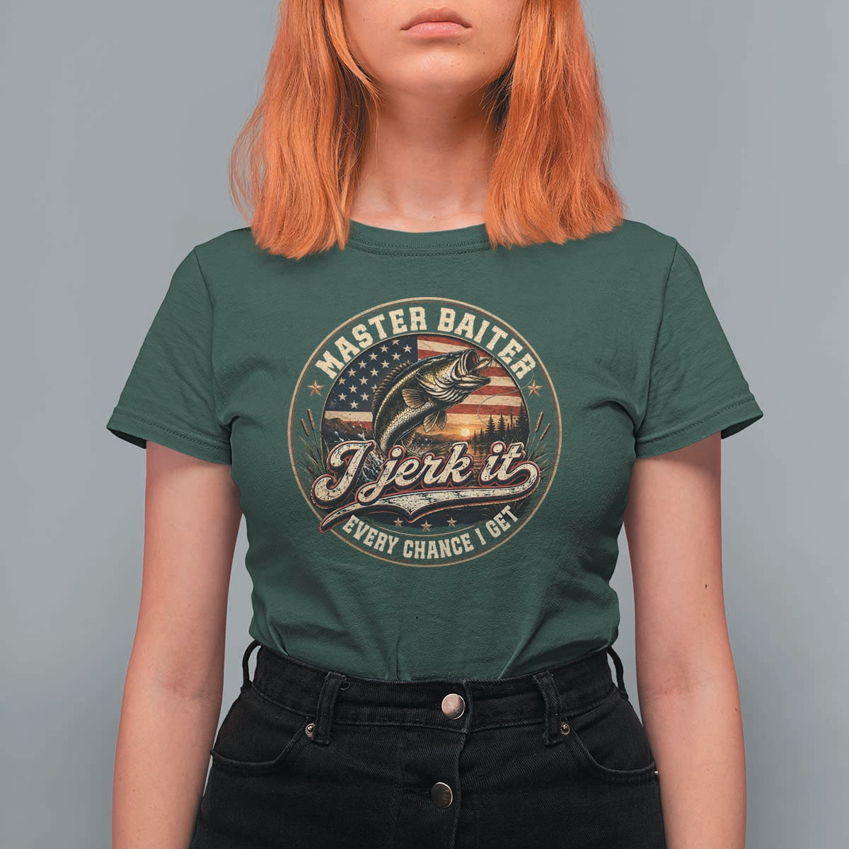 Master Baiter Fishing Lover T Shirt For Women I Jerk It Every Chance I Get Funny Bass Fishing