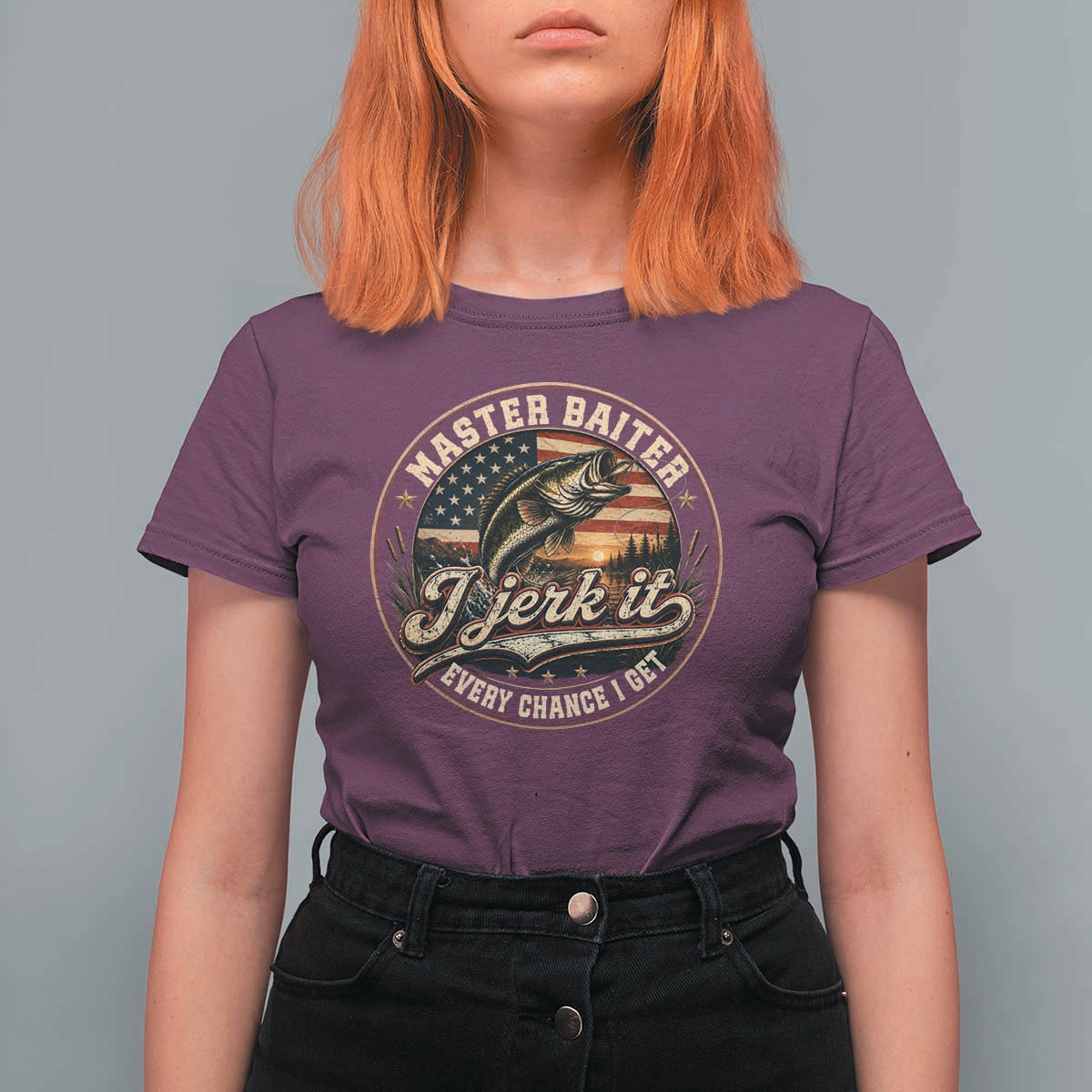 Master Baiter Fishing Lover T Shirt For Women I Jerk It Every Chance I Get Funny Bass Fishing