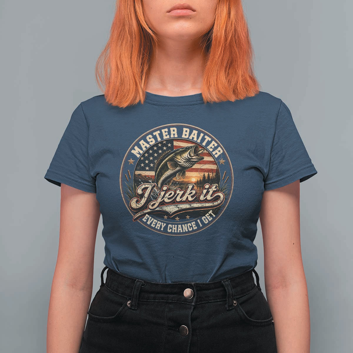 Master Baiter Fishing Lover T Shirt For Women I Jerk It Every Chance I Get Funny Bass Fishing