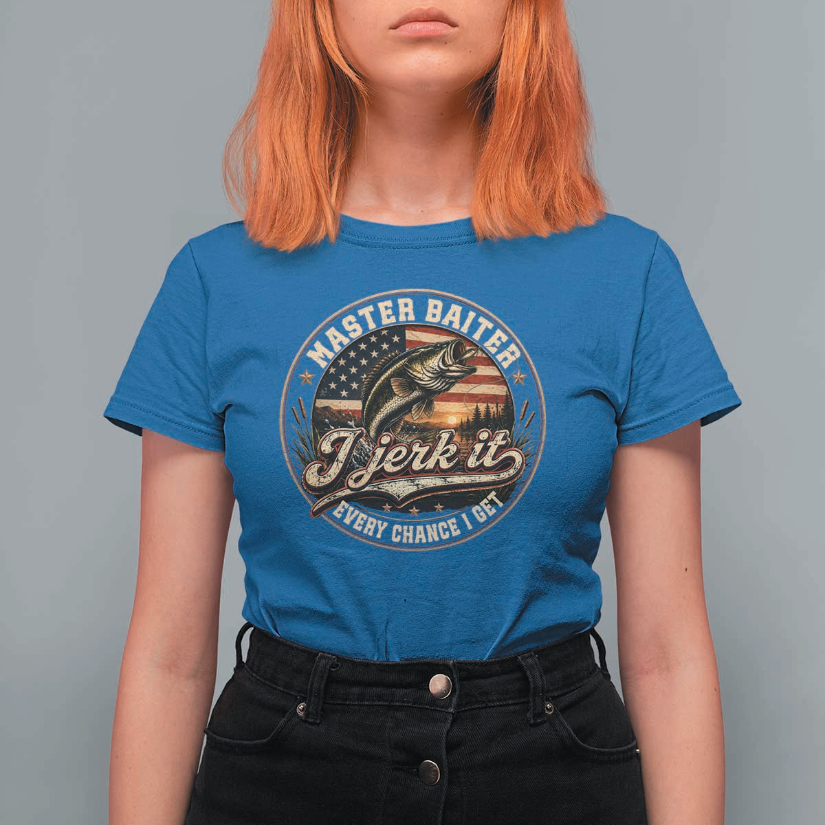 Master Baiter Fishing Lover T Shirt For Women I Jerk It Every Chance I Get Funny Bass Fishing