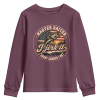 Master Baiter Fishing Lover Youth Sweatshirt I Jerk It Every Chance I Get Funny Bass Fishing