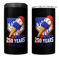 250 Years Baseball Ice Cream Drip 4th of July USA Flag 4 in 1 Can Cooler Tumbler