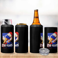 250 Years Baseball Ice Cream Drip 4th of July USA Flag 4 in 1 Can Cooler Tumbler
