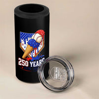 250 Years Baseball Ice Cream Drip 4th of July USA Flag 4 in 1 Can Cooler Tumbler