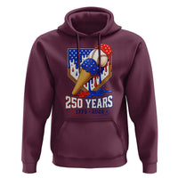 250 Years Baseball Ice Cream Drip 4th of July USA Flag Hoodie